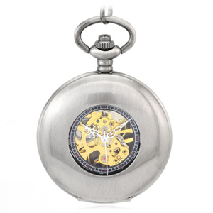 Montre de poche à fenêtre ouverte avec squelette <span class=keywords><strong>Lasha</strong></span> Grain, finition bronze antique et argentée, mouvement mécanique numérique - Product Image 1