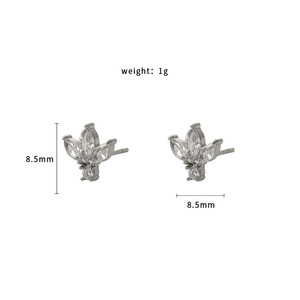 Butterfly Stud Earrings 316L Stainless Steel Micro Inlaid Geometric Design For Women Gift Jewelry Ear Studs - Product Image 4