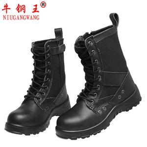 Botas de seguridad de cuero de vaca de alta calidad Niuganwang, zapatos de trabajo resistentes a pinchazos con punta de acero, calzado de protección para hombres - Product Image 5