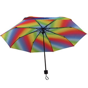 Nouveauté - Parapluie pliant à 3 sections à carreaux arc-en-ciel en gros |   21 pouces, 8 nervures, idéal pour l'Amérique latine et le <span class=keywords><strong>Mexique</strong></span> - Product Image 4