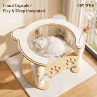 Arbre à chat vertical moderne de luxe en bois, avec lit intégré, pour usage domestique, gain de place, durable, anti-peluches, jouet mignon pour chat, facile à assembler