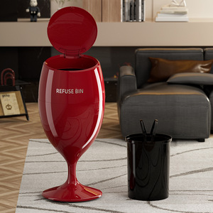 Wine Glass Trash Can 8403 White Flip Top Lid Indoor Waste Bin for Bedroom Living Room Kitchen - Product Image 4