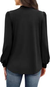 Camisas de Manga Larga <span class=keywords><strong>con</strong></span> Logotipo Personalizado OEM y ODM para Mujer, Blusas <span class=keywords><strong>con</strong></span> Cuello Alto, Blusas <span class=keywords><strong>con</strong></span> Pliegues Delanteros, Blusas Elegantes Casuales de Primavera y Otoño, <span class=keywords><strong>Blusa</strong></span> de Poliéster - Product Image 5