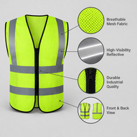 Gilet de sécurité réfléchissant haute visibilité en maille respirante sans poches pour le contrôle du trafic routier