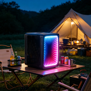 Mini-réfrigérateur 15L pour lait maternel, réfrigérateur de voiture, refroidissement et chauffage, porte miroir, bande lumineuse LED pour cosmétiques - Product Image 3