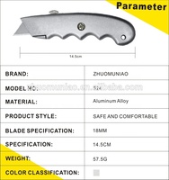 Couteau utilitaire à lame trapézoïdale SK5 en alliage d'aluminium, couteau à découper robuste