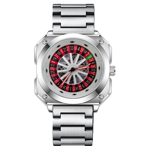 New <b>Unique</b> Design Watch Men Stainless Steel Alloy Watch Square Large Dial Watch Custom Logo Casino Roulette Men's Watch - Product Image 4