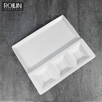 Assiettes de service en porcelaine blanches personnalisées pour hôtels et restaurants, avec compartiments, pour la vente en gros en Chine