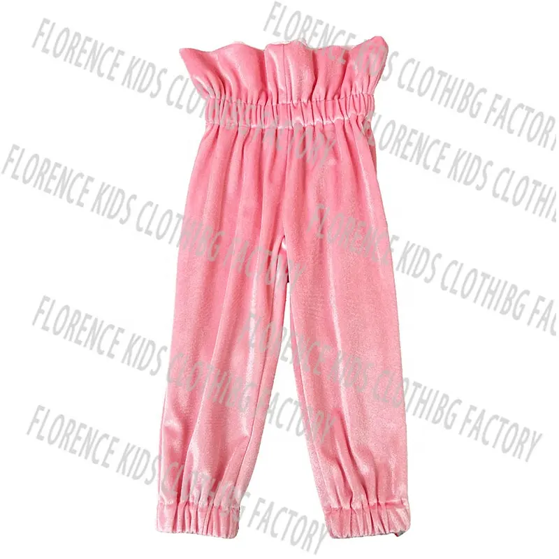 DH OEM pantalones de ninas Automne hiver rose velours enfant en bas âge pantalon droit filles pantalon à volants