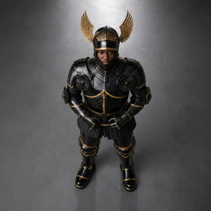 Traje de armadura samurái negro y dorado, disfraz de caballero medieval con alas, acero de cuerpo entero, sadaf riyaz - Product Image 1