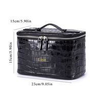 Sac de Voyage Cosmétique Grande Capacité en Cuir PU à Motif Crocodile avec Logo Personnalisé et Fermeture Éclair, Organisateur de Maquillage et Trousse de Toilette