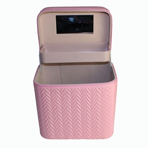 Sac de <span class=keywords><strong>maquillage</strong></span> de haute qualité pour femmes, boîte fourre-tout rose rigide de voyage, trousse de toilette bon marché en cuir PU, boîte à cosmétiques, nouvelle collection - Product Image 5
