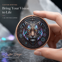 Pièce de monnaie Cyber Beast Tiger en cuivre fin 999 de 1 oz, 3D en relief, couleur UV, effet proof, cadeau pour les collectionneurs de science-fiction