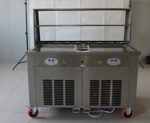 Machine à <span class=keywords><strong>glace</strong></span> roulée thaïlandaise, <span class=keywords><strong>plaque</strong></span> froide, double bac carré, machine à <span class=keywords><strong>glace</strong></span> frite aux Philippines - Product Image 1