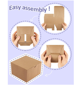 棕色牛皮纸马卡龙礼品盒哑光层压压花再生材料婚礼生日派对纸杯蛋糕包装 - Product Image 2