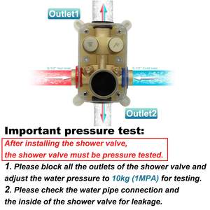 صمام خلاط الدش النحاسي الصلب المصقول المُثبت بالذهب المصقول ، مخرج <span class=keywords><strong>2</strong></span> اتجاه LED من الخارج من من من النحاس الأصفر - Product Image 5