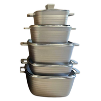 10PCS Set Peralatan Masak Anti Lengket Aluminium Die-Cast Persegi, Set Casserole & Wajan Berbagai Ukuran dengan Tutup Kaca Tempered untuk Dapur