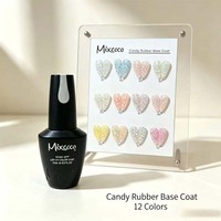 Mixcoco 12 Couleurs Vernis à Ongles Gel UV Effet Bonbon Base Caoutchouc Paillettes Scintillantes Soak-Off avec Nuancier Inclus pour Nail Art