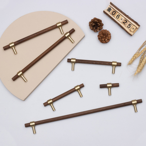Modern Adjustable Walnut Beech Cabinet Door Handles Brass Wood Pulls <strong>Dresser</strong> <strong>Knobs</strong> for Kitchen Bedroom Bathroom Entry Drawer - Product Image 6