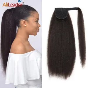 AliLeader Factory Price Magic Paste Long Straight Afro Kinky Curly Ponytail Synthetic Hair Extension