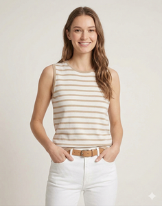 Women's Casual Short Vintage Striped Tank <b>Top</b> Sleeveless Soft Breathable Summer Wear for Gym Yoga Home Daily Comfort Stylish - Product Image 3