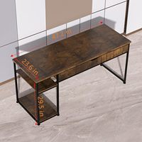 Bureau d'ordinateur de style moderne du milieu du siècle personnalisable, bureau de jeu Lacoo de 63 pouces, bureau d'ordinateur en forme de Z avec roulettes