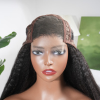 Perruque de cheveux humains vietnamiens bruts de haute qualité, grade 12A, 30 pouces, avec frontal en dentelle HD 4x4, double tirage, texture raide crépue