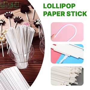 Bâtonnets de sucettes en papier blanc de 6 pouces, bâtonnets en papier pour cake pops, pour décorations de gâteaux, chocolats, biscuits, bonbons arc-en-ciel - Product Image 2
