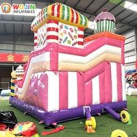 Château gonflable Candy Land avec toboggan, combo château gonflable pour enfants sur le thème des bonbons, idéal pour la location de fêtes