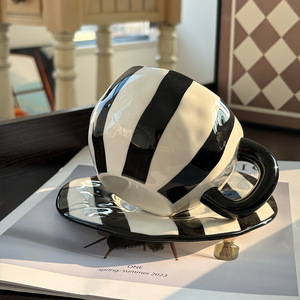 Ceramic Coffee Cups and Saucers, <b>Hand</b>-<b>molded</b> and <b>Hand</b>-painted Irregular Cups and Saucers, Afternoon Tea Latte Cups - Product Image 5