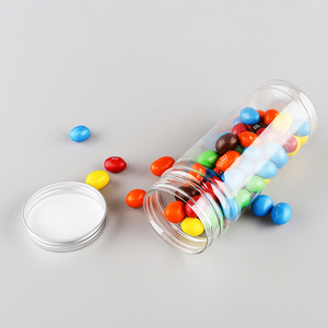 malaysia cheap custom transparent pet food storage container 350ml plastic cookie candy bottle jar