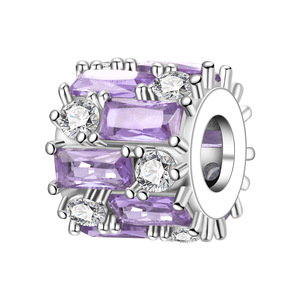 Original white copper <b>bead</b> <b>bracelet</b> - with staggered zircon pendant, a personalized accessory suitable for both men and women - Product Image 2