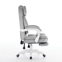 Chaise de bureau pivotante de direction avec support lombaire, en velours gris, dossier haut inclinable