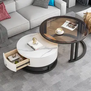 Tables basses modernes de lit de pièce en métal nordique rond de luxe pour le salon