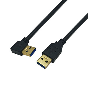 Lung Kay Right Angle <b>Usb</b> 3.0 Male To Male Data <b>Cable</b> Black Copper Wire Fast <b>Charging</b> For Pc Tv - Product Image 2