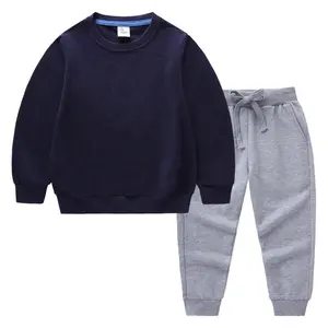 Hot Selling Plain Cotton Sweatshirt And Sweatpants Custom Unisex Kids 2 Piece Sets