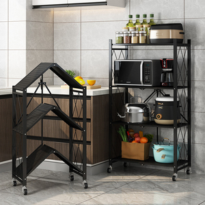 Nhiệm Vụ Nặng Nề Nhà Bếp Moveable Gấp Lưu Trữ Giá Tùy Chỉnh 4 Tầng Kệ Thép Lưu Trữ Kệ Với Bánh Xe - Product Image 6