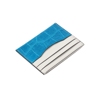 Porte-cartes en cuir véritable gaufré crocodile, étui fin pour cartes de crédit, portefeuille à panneaux contrastés pour hommes et femmes d'affaires