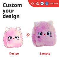 Monedero Mini Personalizado Estilo Coreano para Niña, Diseño Fresco con Corazón de Peluche, Cierre de Cremallera, Bolsa para Llaves, Estilo Caricatura