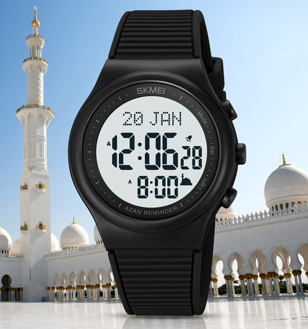 Skmei 1981 Men's Wrist Watch OEM Custom Islamic Digital Sports Watch with Qibla ABS Case Water Resistant Prayer Time Display