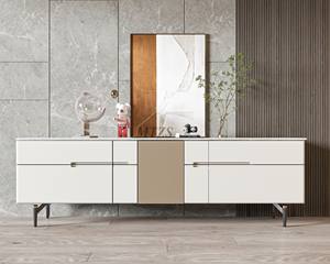 Modern Farmhouse LED Lighting Marble Effect <strong>TV</strong> Furniture, <strong>TV</strong> Furniture <strong>Wall</strong> Integrated <strong>Shelving</strong> Creates Luxe Living Room - Product Image 6