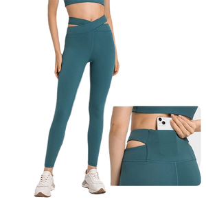 Leggings de sport sans couture taille haute pour femme, pantalon de yoga uni, extensible dans les quatre sens avec fermeture élastique à la taille - Product Image 4