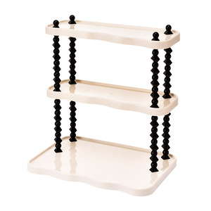 Organizador de cosméticos de escritorio de 3 niveles color crema, estante de almacenamiento de maquillaje de plástico para productos para el cuidado de la piel y herramientas de belleza - Product Image 5