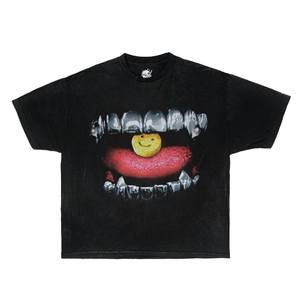 เสื้อยืดโอเวอร์ไซส์ลายกราฟิก Happy Pill Grillz สำหรับผู้ชาย สไตล์สตรีทแวร์ คอกลม แขนสั้น ผ้าคอตตอนเจอร์ซีย์ 100% พิมพ์ลายโลโก้ด้านหน้า - Product Image 1