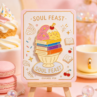 Nouvel Arrivage : Broche Émaillée Livre, Vente en Gros, Thème Crème Glacée, pour Décoration de Vêtements, Cadeau pour Amateurs de Livres, Personnalisable avec LOGO, Épingles de Revers Scintillantes