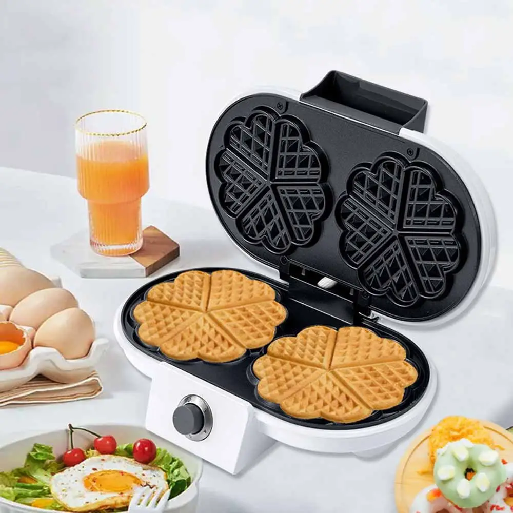 Macchina per Waffle elettrica a forma di doppio cuore con piastre intercambiabili per Sandwich Mini ferro a cuore per uso domestico