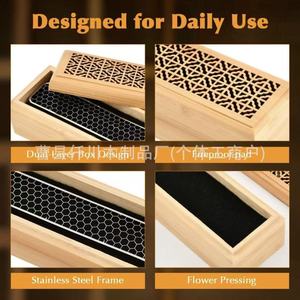 Bamboo <b>Incense</b> <b>Box</b> With Laser Engraving 24x6x5 Cm Hand Made For Indoor Aromatherapy Diffuser Decor - Product Image 4