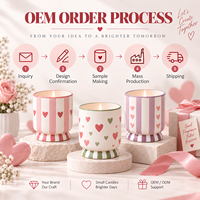 Pot de bougie en céramique décoratif, parfum d'ambiance romantique, motif rayé en forme de cœur peint à la main, logo personnalisé, marque privée