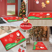 Tapis d'entrée antidérapant attrape-saleté Père Noël, décorations de Noël d'intérieur, tapis de porte lavable pour porche avant