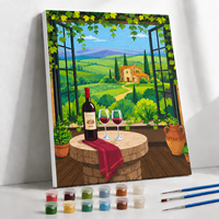 Kit cadeau d'art sur toile imprimée paysage moderne avec peinture par numéros DIY